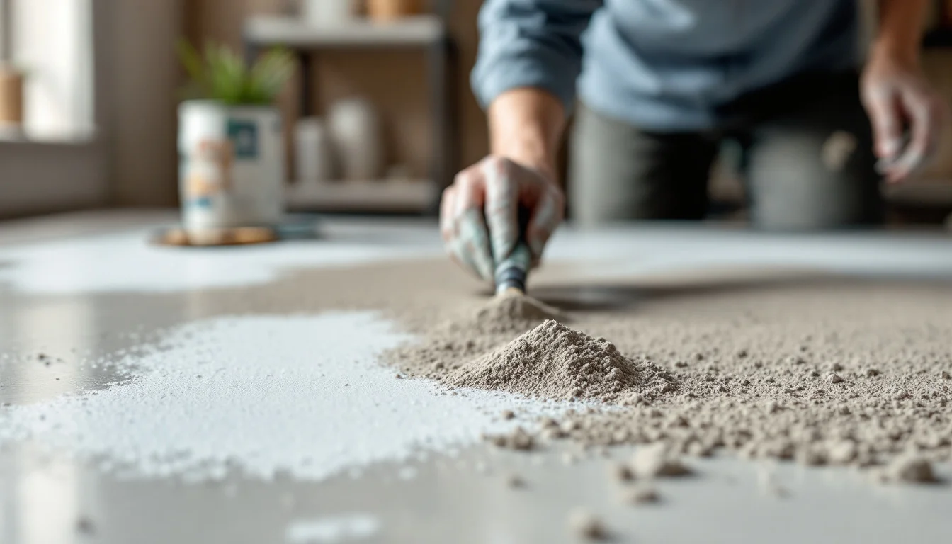 Een trompe-l'œil van cementtegels schilderen op een gewone vloer